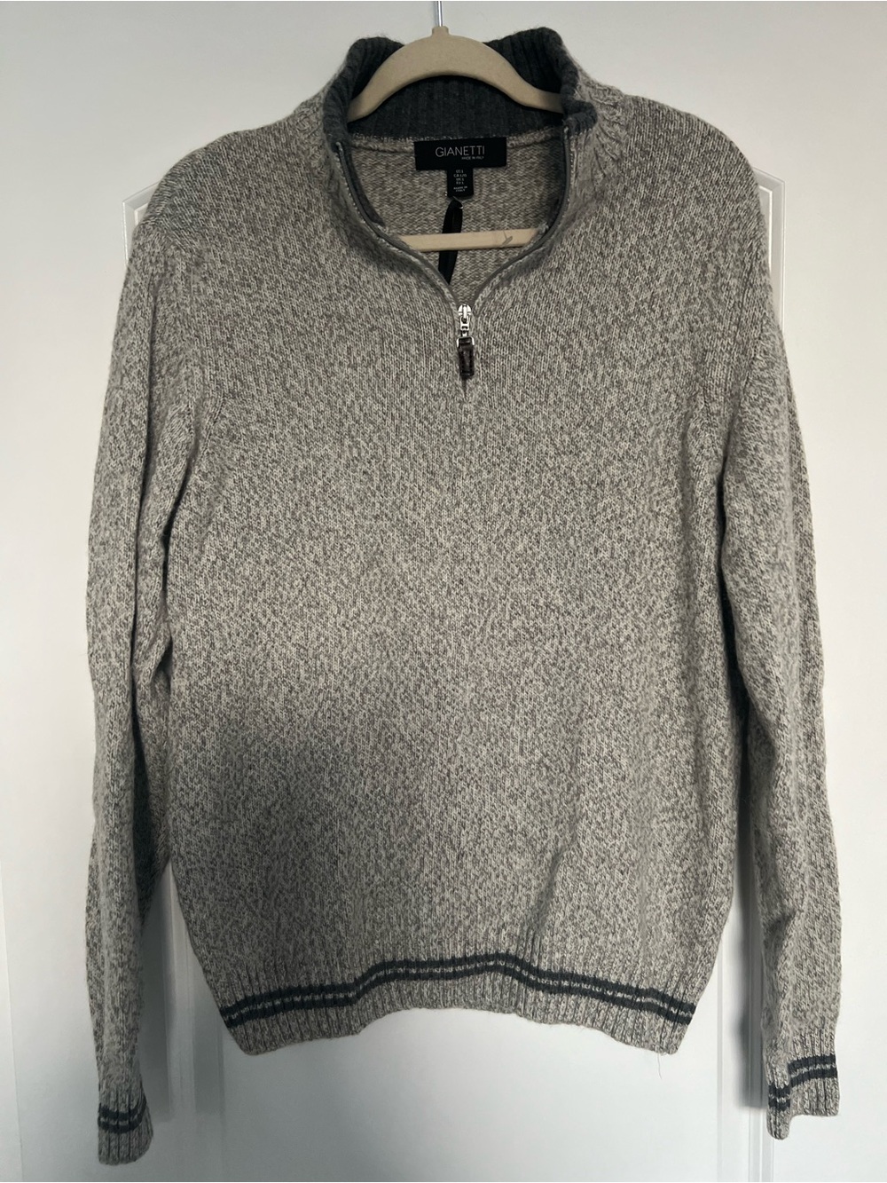 Gianetti Men's Heather Gray Quarter-Zip Sweater
